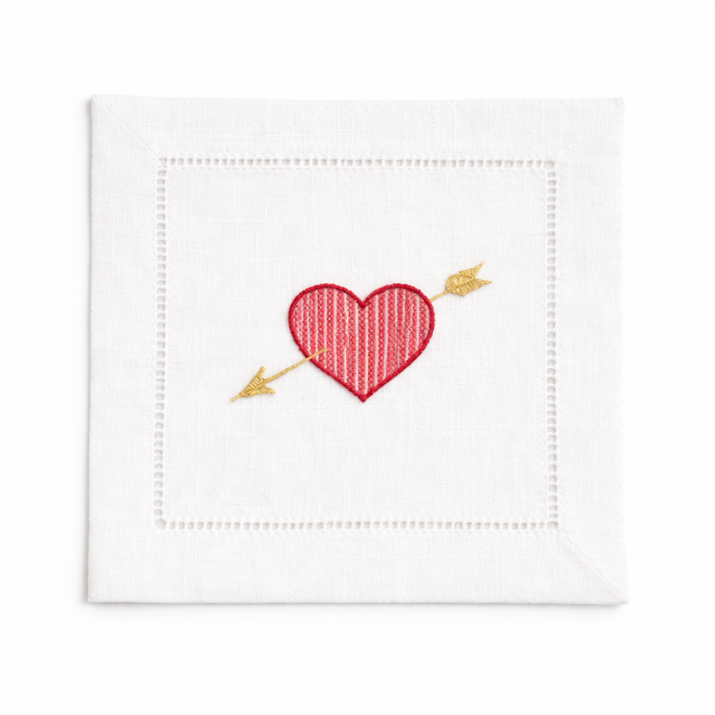 Heart & Arrow Embroidered Cocktail Napkin Alt