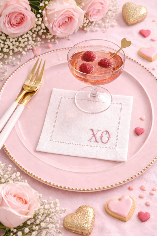 XO Embroidered Cocktail Napkin